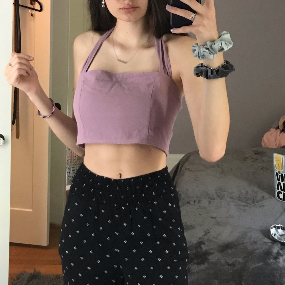Purple crop halter top - Picture 3 of 6